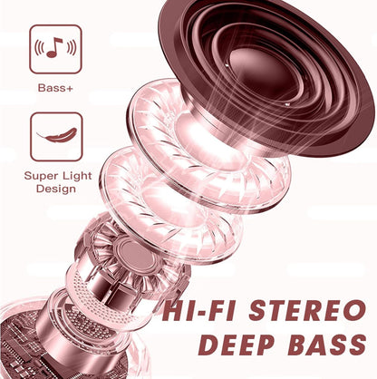 Pink Heart Design Wireless Earphones for Girls